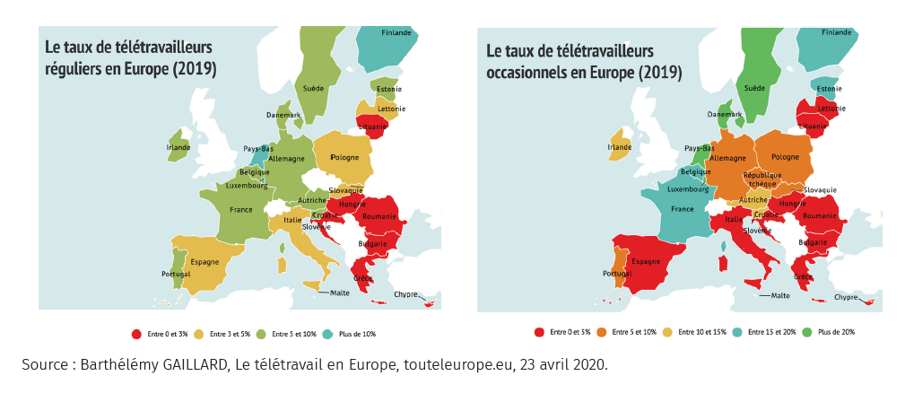 Taux-teletravailleurs-Europe © CCI Paris Idf